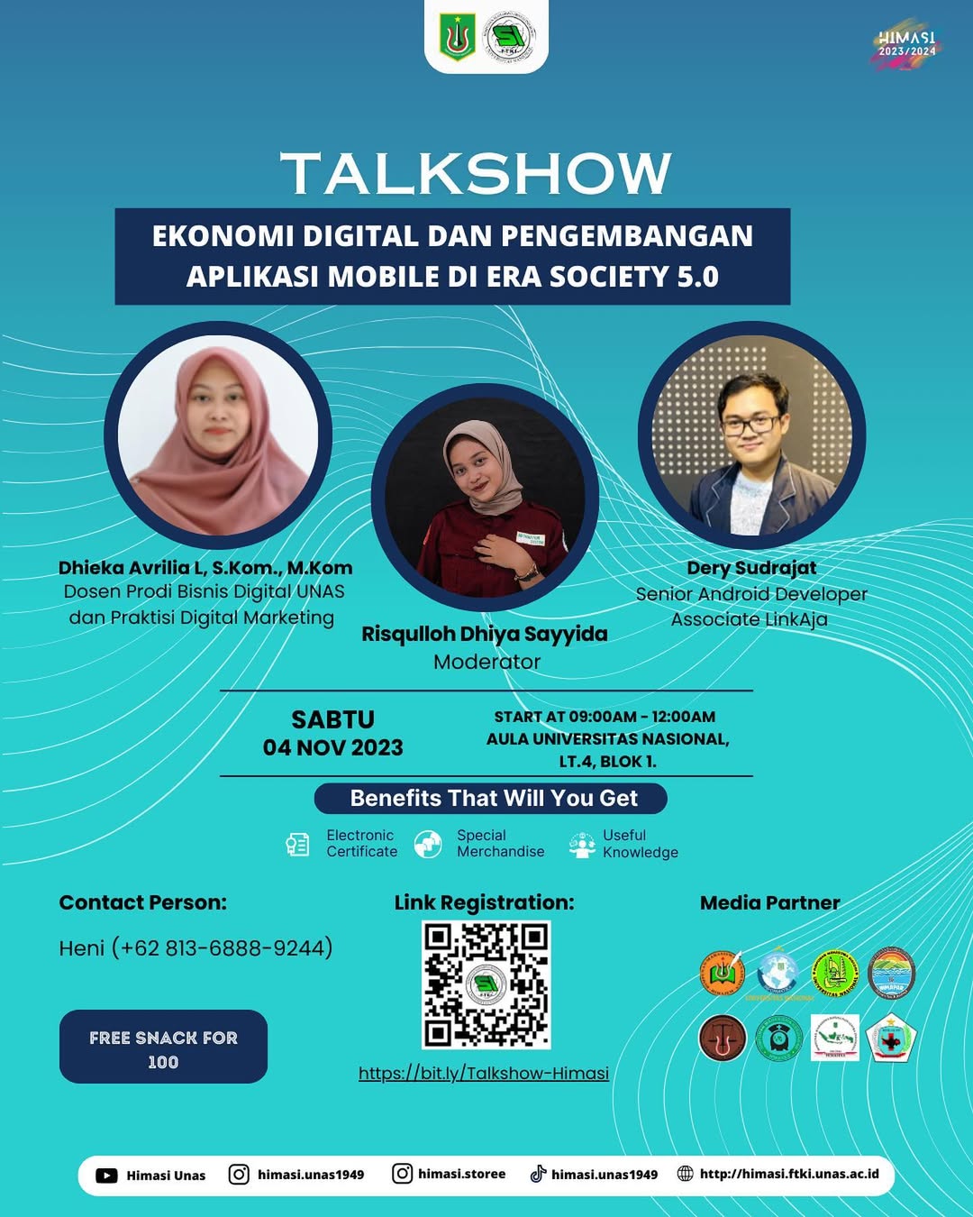 Talkshow dengan Tema : "Ekonomi Digital dan Pengembangan Aplikasi Mobile di Era Society 5.0"
